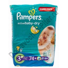 Подгузники Памперс Active Baby Миди Плюс 3+ (5-10кг)74шт.