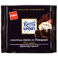 Шоколад Риттер Спорт горький с элитным какао из Эквадора 73% 100г