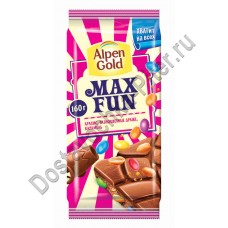 Шоколад молочный Alpen Gold Max Fun арахис/драже/карамель 160г