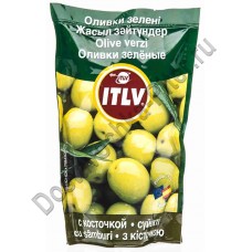 Оливки ITLV зелёные с косточками д/пак 195г