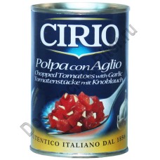 Томаты Cirio очищенные резаные в томатном соке с чесноком 400г ж/б