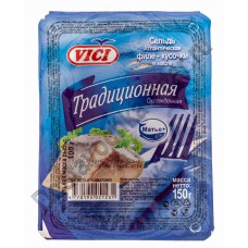 Сельдь VICI Традиционная филе-кусочки в масле 150г