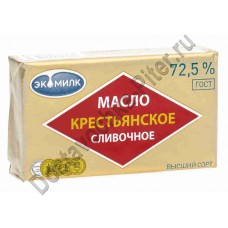 Масло сливочное ЭКОМИЛК Крестьянское 72,5% 180г 