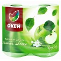 Туалетная бумага ОКЕЙ 2сл 4рул Зеленое яблоко