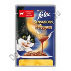 Корм д/кошек Felix Sensations говядина в томатном соусе 85г
